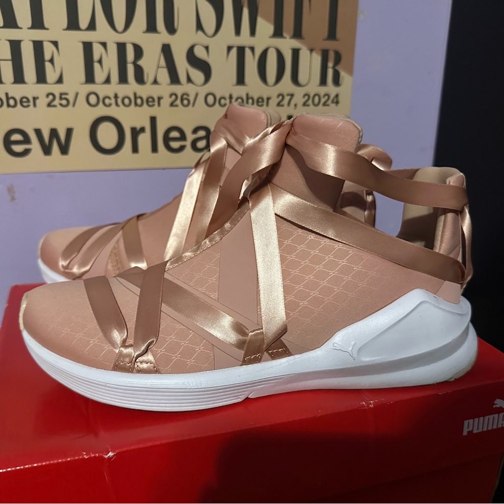 Puma Pink Athletic Shoes with Satin Ribbon Laces